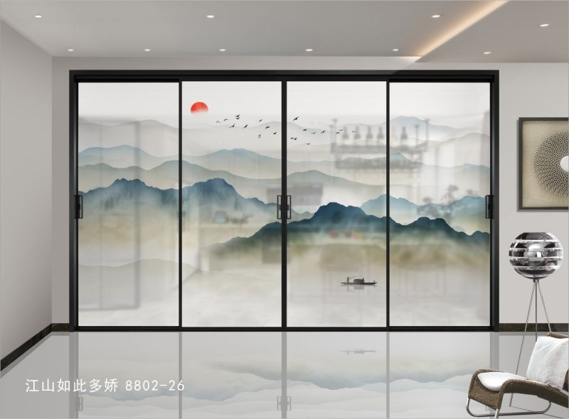 新中式移门隔断山水系列