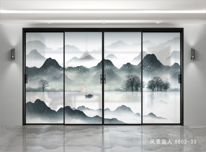 新中式移门隔断山水系列