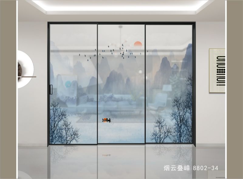 新中式移门隔断山水系列