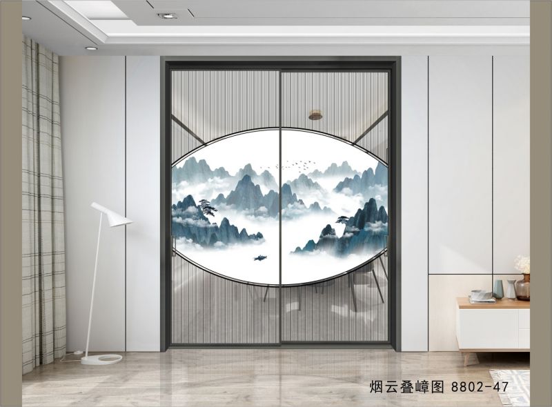 新中式移门隔断山水系列