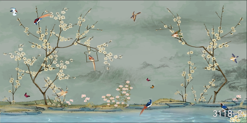 花鸟树枝横板