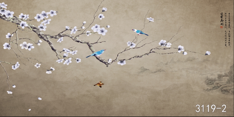 花鸟树枝横板