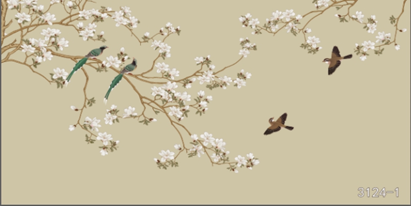 花鸟树枝横板